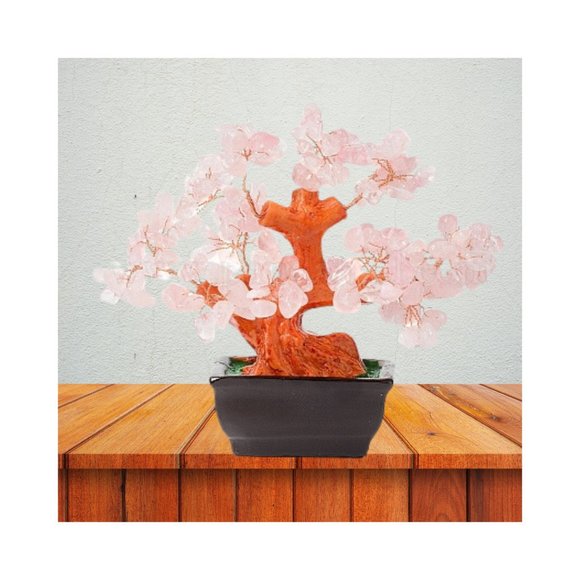 Rose Quartz Crystal Bonsai Tree of Life, Natural Handmade Healing Crystal Gemsto - Picture 2 of 2